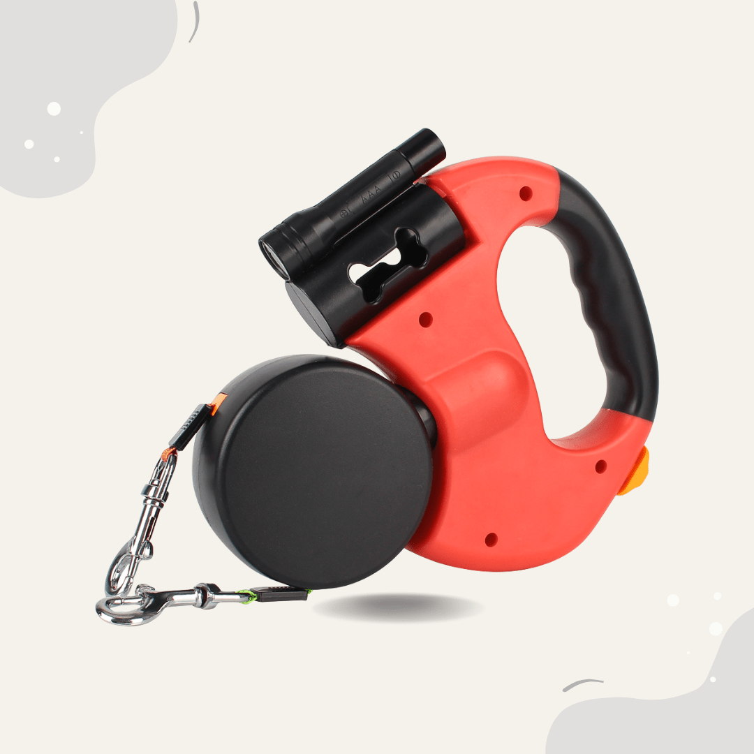 🐾 Doppelleine mit Automatik - Rollfunktion, Licht & Kotbeutelbox - Animoraa
