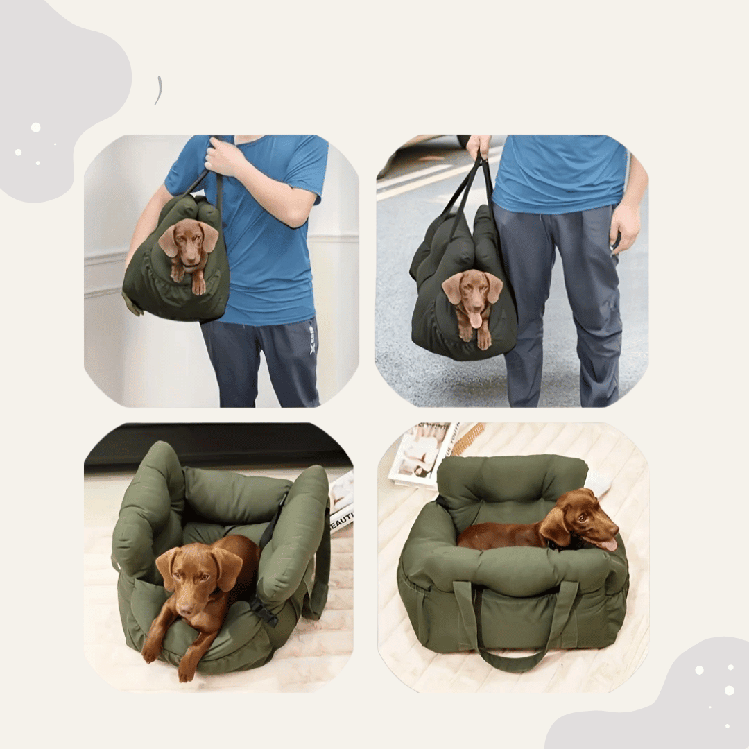 2 - in - 1 Hunde Autositz & Tragetasche – Sicherer Auto Hundesitz für kleine Hunde, rutschfest & waschbar - Animoraa