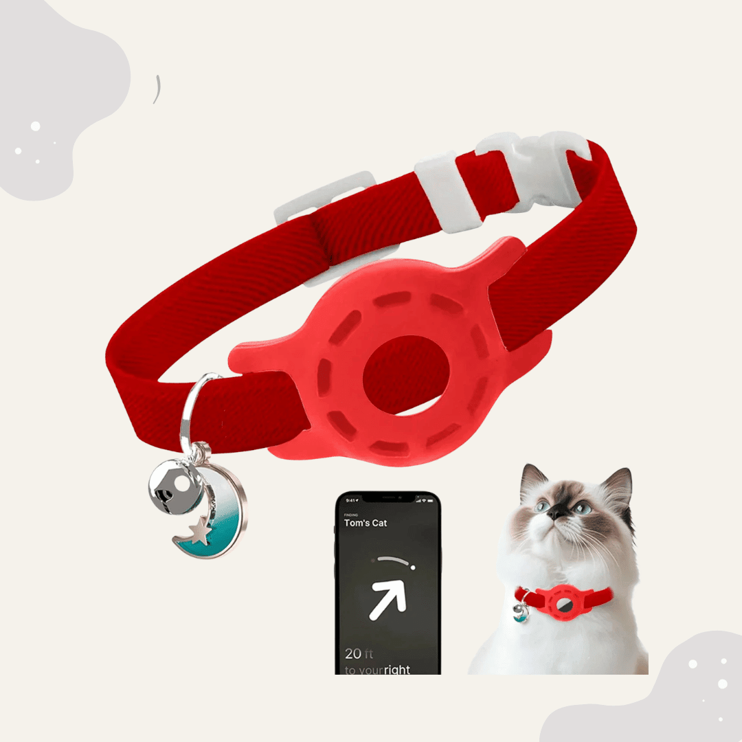 AirTag Katzenhalsband – Haustier Halsband mit Tracker Halter, verstellbar für Katzen & kleine Hunde - Animoraa