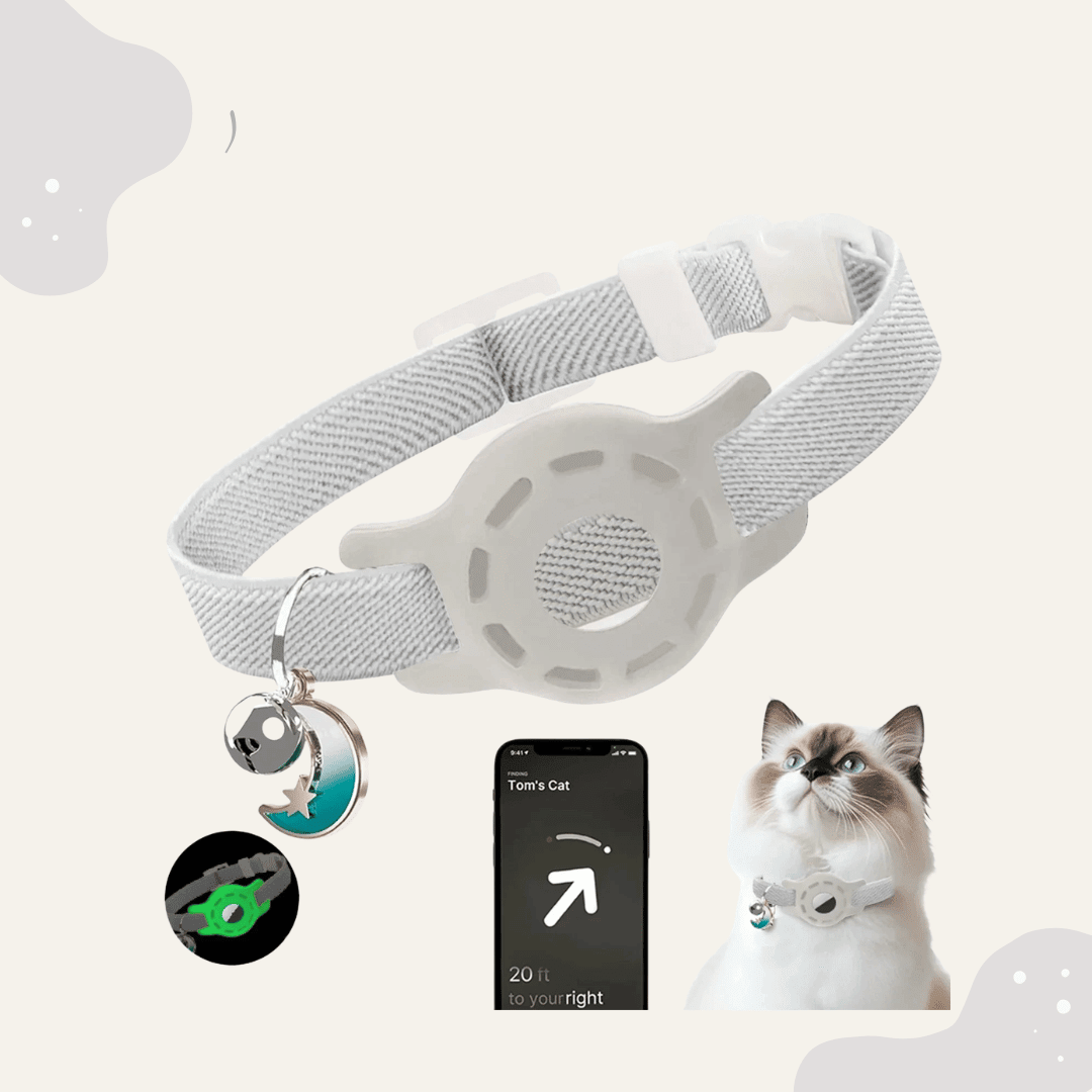 AirTag Katzenhalsband – Haustier Halsband mit Tracker Halter, verstellbar für Katzen & kleine Hunde - Animoraa