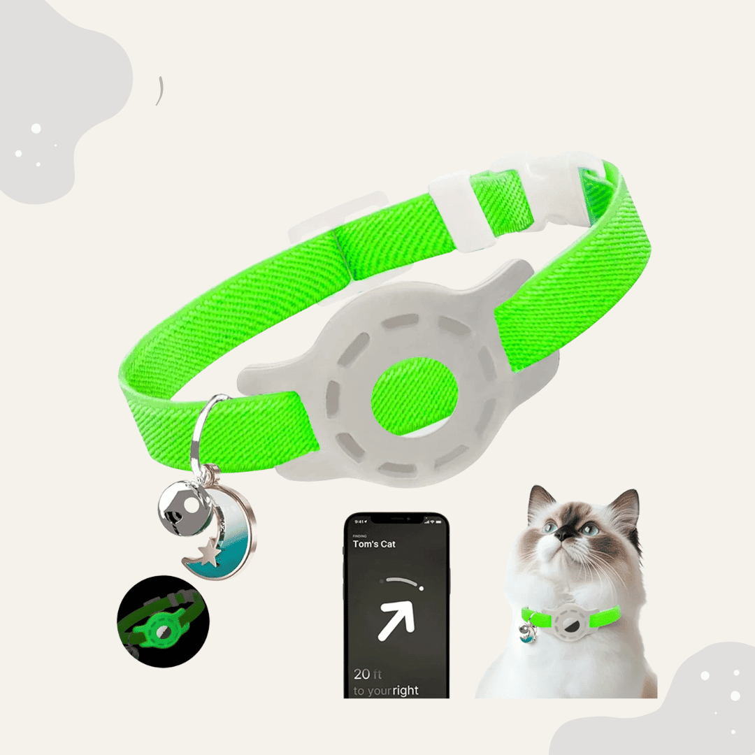 AirTag Katzenhalsband – Haustier Halsband mit Tracker Halter, verstellbar für Katzen & kleine Hunde - Animoraa