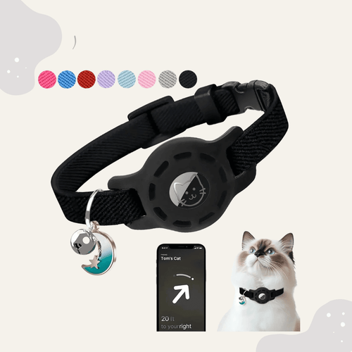 AirTag Katzenhalsband – Haustier Halsband mit Tracker Halter, verstellbar für Katzen & kleine Hunde - Animoraa