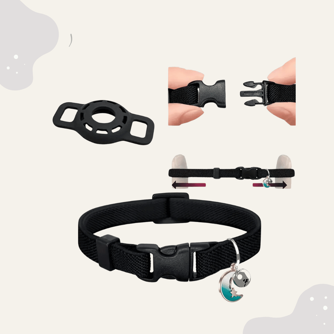 AirTag Katzenhalsband – Haustier Halsband mit Tracker Halter, verstellbar für Katzen & kleine Hunde - Animoraa