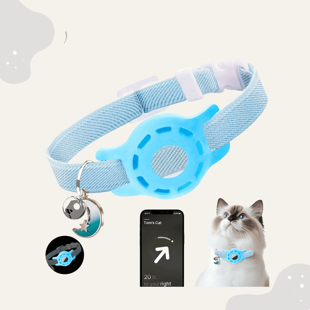 AirTag Katzenhalsband – Haustier Halsband mit Tracker Halter, verstellbar für Katzen & kleine Hunde - Animoraa