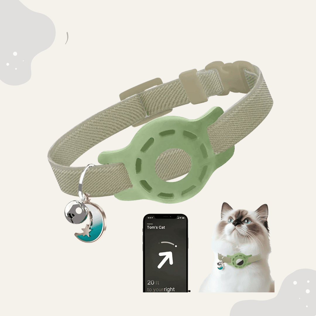 AirTag Katzenhalsband – Haustier Halsband mit Tracker Halter, verstellbar für Katzen & kleine Hunde - Animoraa