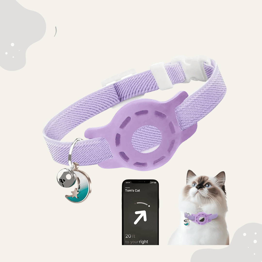 AirTag Katzenhalsband – Haustier Halsband mit Tracker Halter, verstellbar für Katzen & kleine Hunde - Animoraa