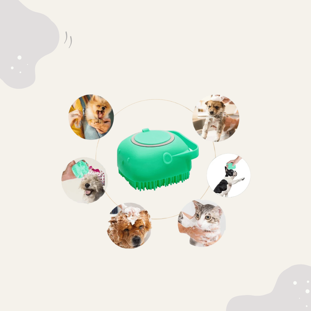 Animora SoftTouch Shampoo - Bürste – 80ml Silikon Fellpflegekamm, sanfte Tiermassage, einfache Reinigung, für Hunde & Katzen mit kurzem Fell - Animoraa