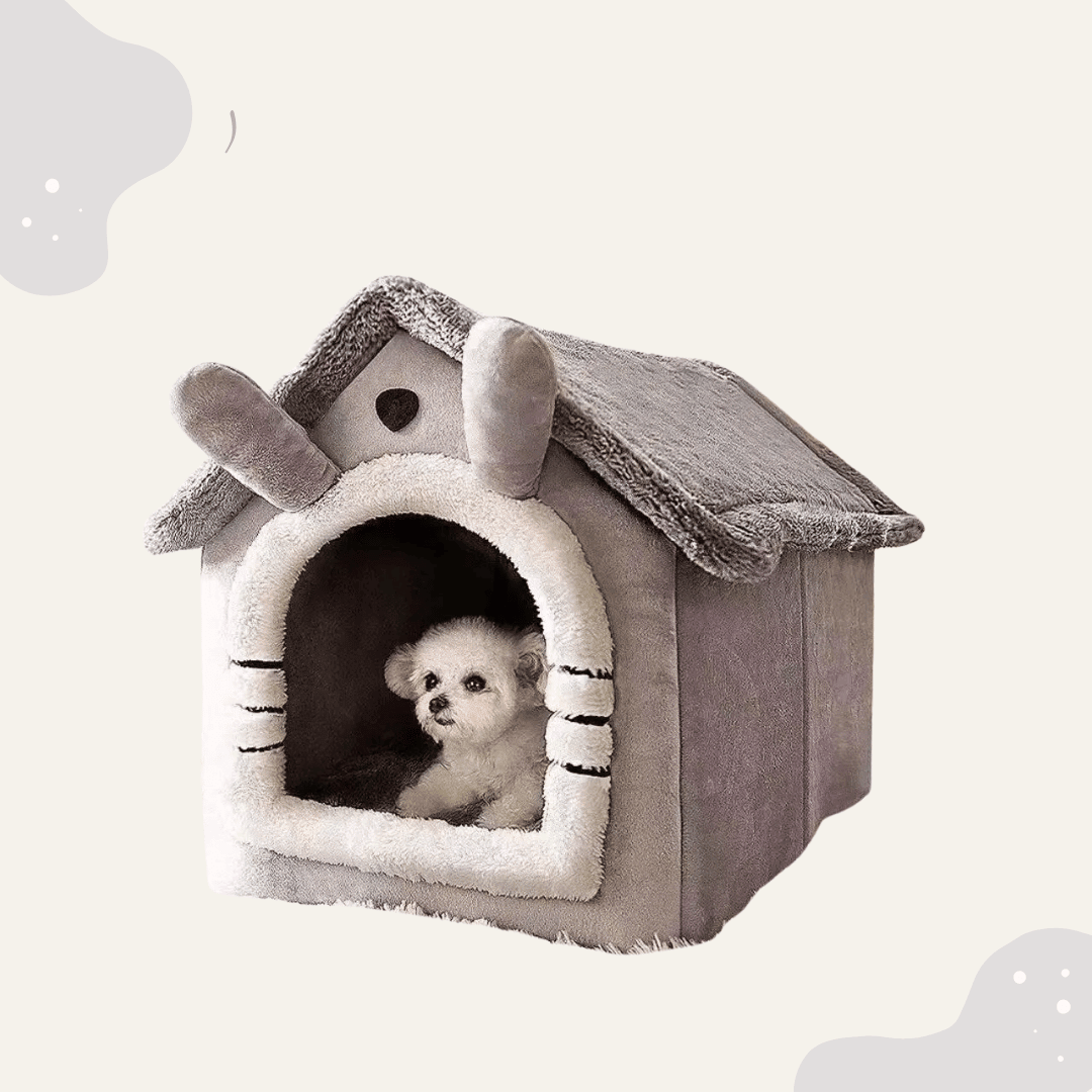 Fluffy Hundehaus Kuschelbett für Winter & Sommer – Waschbares Höhlenbett für kleine Hunde, Katzen, extra warm & weich - Animoraa