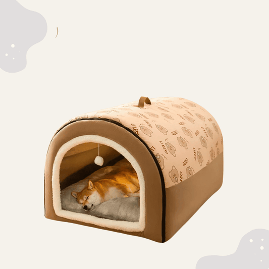 Hunde & Katzen Haus mit Runddach – Kuscheliges Indoor Haustierhaus, warmes Höhlenbett für kleine Hunde & Katzen - Animoraa