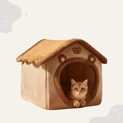 Kuscheliges Katzen und Hundehaus für drinnen – Weiches Indoor Katzen Höhlenbett als Rückzugsort, warm & gemütlich - Animoraa