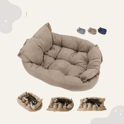 Multifunktionsbett Hunde & Katzen Indoor – Weiches Kuschelbett mit Rand, wandelbar & platzsparend - Animoraa