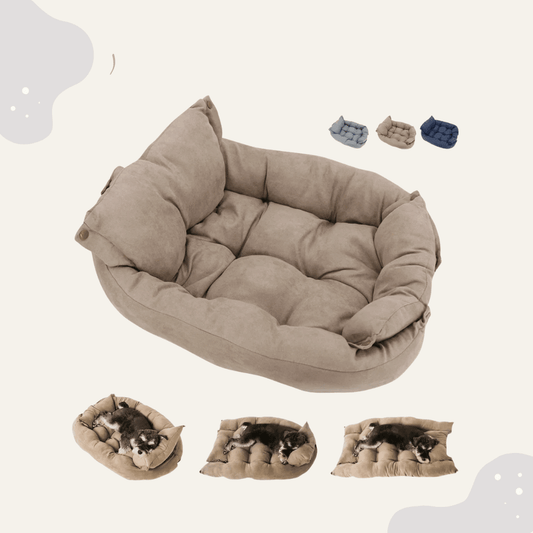 Multifunktionsbett Hunde & Katzen Indoor – Weiches Kuschelbett mit Rand, wandelbar & platzsparend - Animoraa