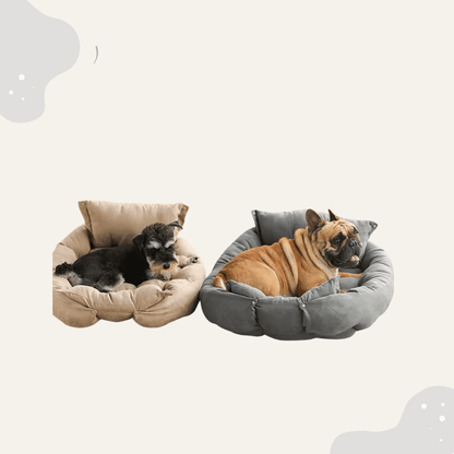 Multifunktionsbett Hunde & Katzen Indoor – Weiches Kuschelbett mit Rand, wandelbar & platzsparend - Animoraa